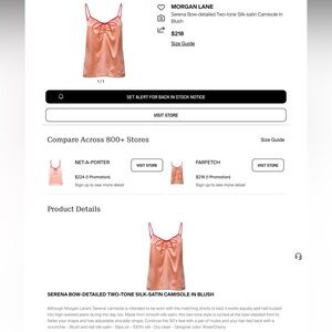 Morgan Lane Blush Silk-Satin Camisole with Bow Detail